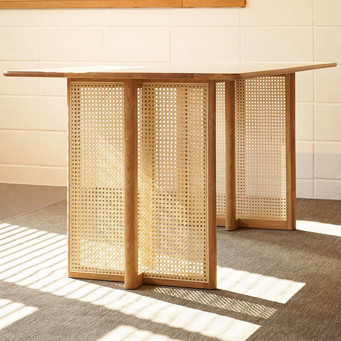 Eigentijdse kaki rechthoekige eettafel massief houten standaard eettafel voor keuken