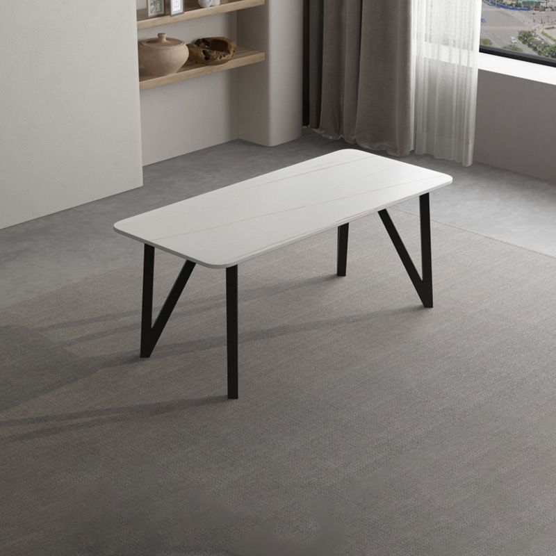 Rectangle Dining Table 4 Legs Dining Table in Black Frame for Kitchen