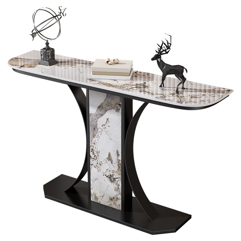 11.8" Wide Stone Console Table Scratch Resistan Table Half Moon Accent Table