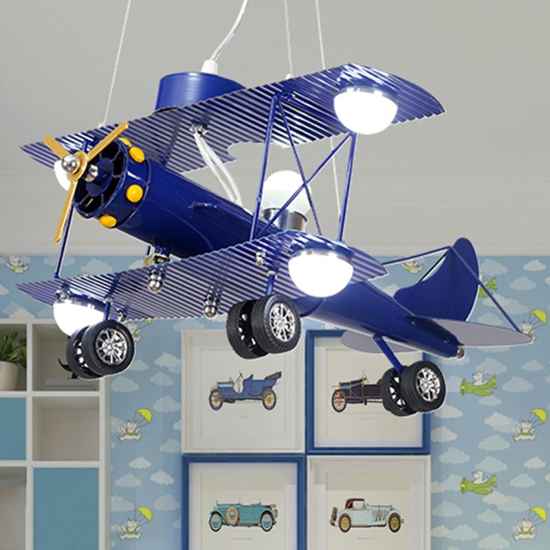 Contemporary Aircraft Shaped Chandelier Lighting Metal Kindergarten LED Pendant Light