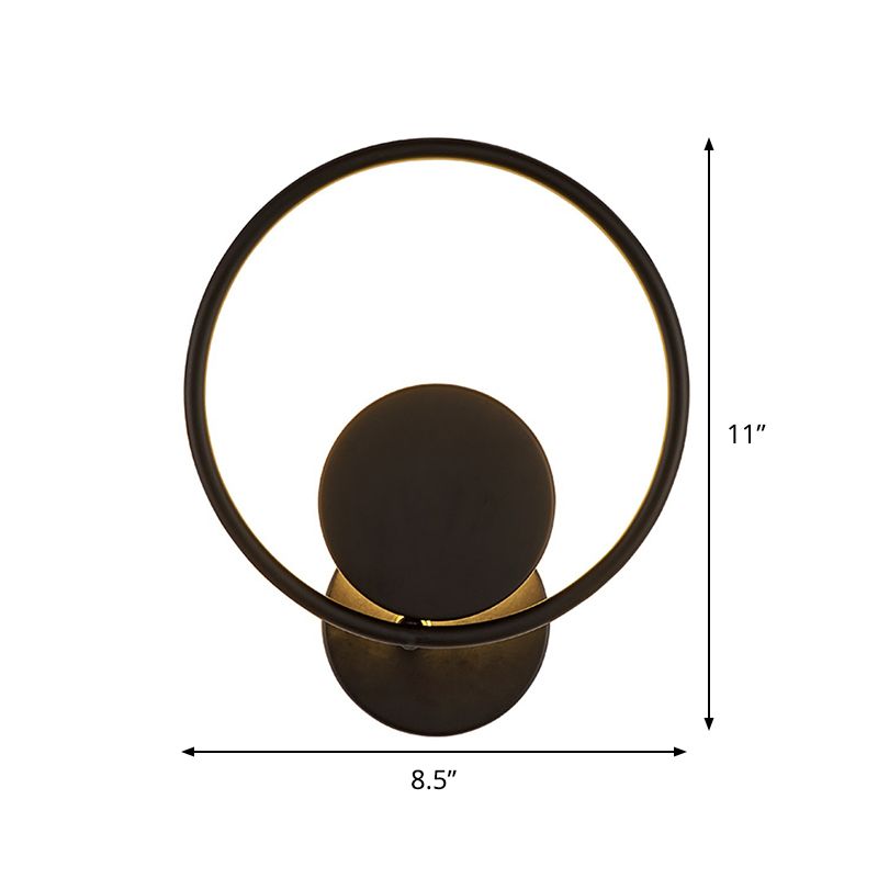 Halo Ring Metallic SCONCE LICHT Minimalistisch zwart geïntegreerde LED -wand gemonteerd lamp in warm/wit licht