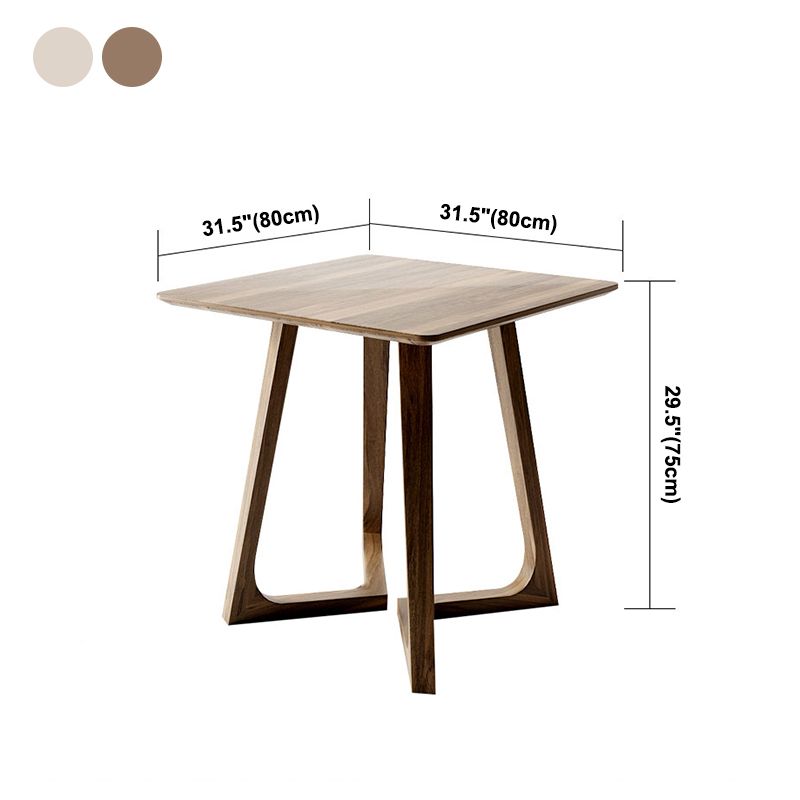 Square Wood Color Dining Table Solid Wood Table Industrial with Double Pedestal