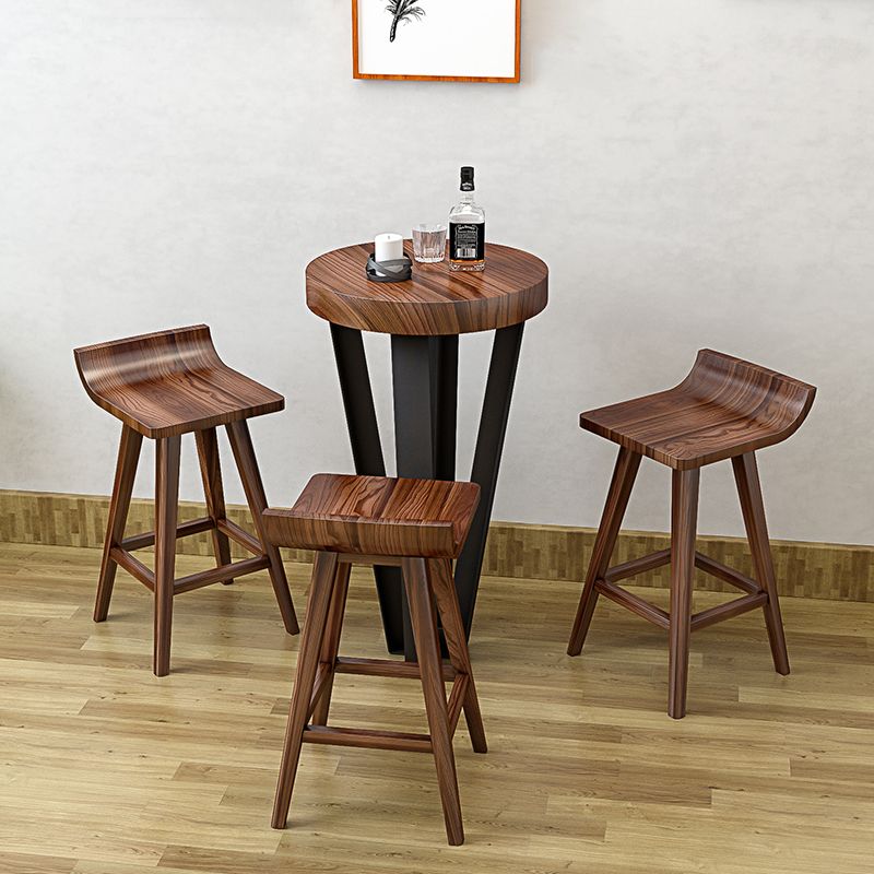 Modern Armless Backrest Counter Stool Wood Cafe Bar Stool with Seat and Pedal