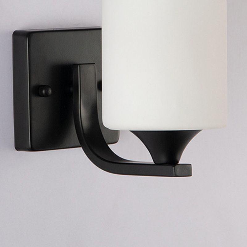 Contemporary Vanity Lighting Glass Shade Wall Light Fixture in Black for Bathroom