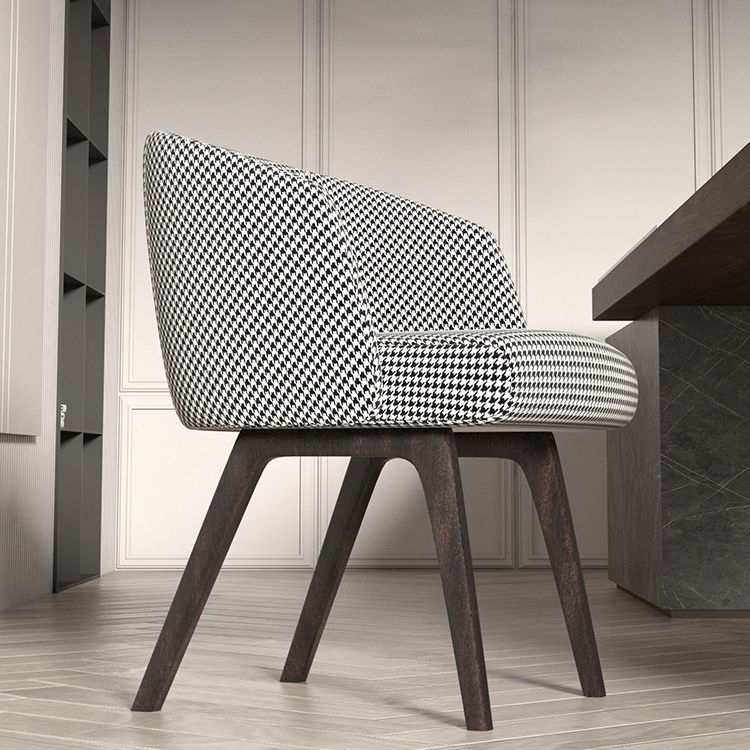 Contemporary Kitchen Dining Arm Chair Upholstered Side Chair with Wood Legs