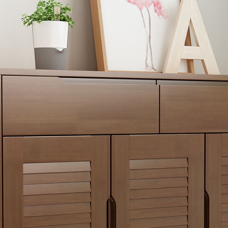 Brown/Natural Door Cabinet 39.37"H Modern Accent Cabinet with Drawers