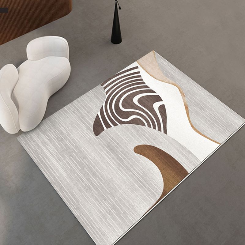Modern Dark Brown Rug Polyester Contrast Color Rug Washable Rug for Drawing Room