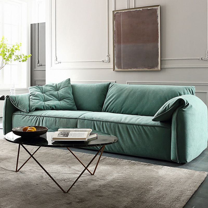 Faux Leather Pillow Top Arm Sofa Contemporary Cushions Standard Sofa