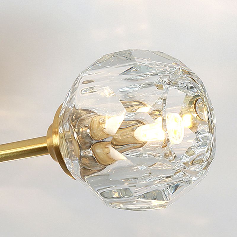 Contemporary Globe Flush Light Crystal Flush Mount Ceiling Fixture in Gold
