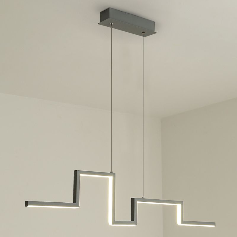 Luce a ciondolo a led grigio in ferro battuto in gel di silice in stile conciso moderno luce appesa lineare per sala da pranzo