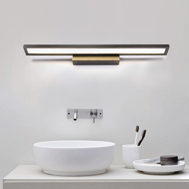 Modernist Elongated Vanity Lighting Ideas Metal LED Bathroom Wall Sconce in Black/Silver, 16"/23.5" L