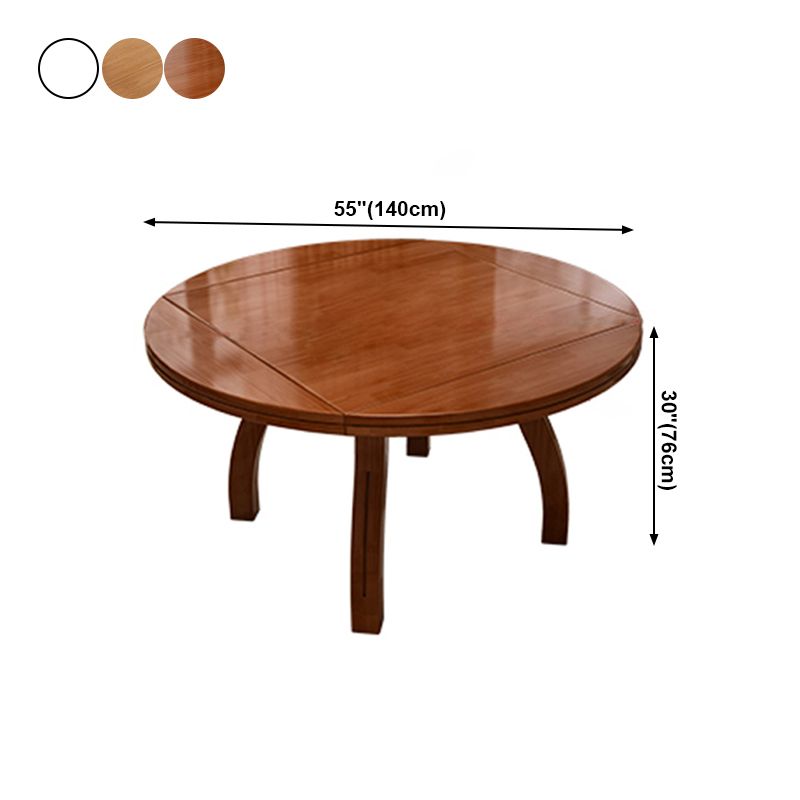 Modern Rubberwood Dinner Table Round 4 Legs Drop-Leaf Table for Home Use