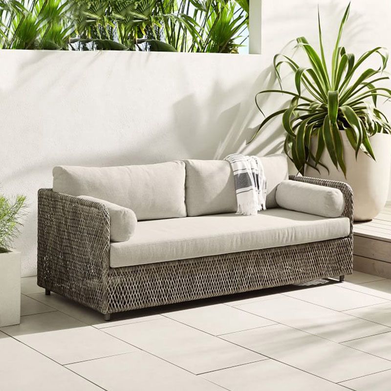 Metal and Rattan Patio Sofa Tropical Style Villa Outdoor Patio Sofa