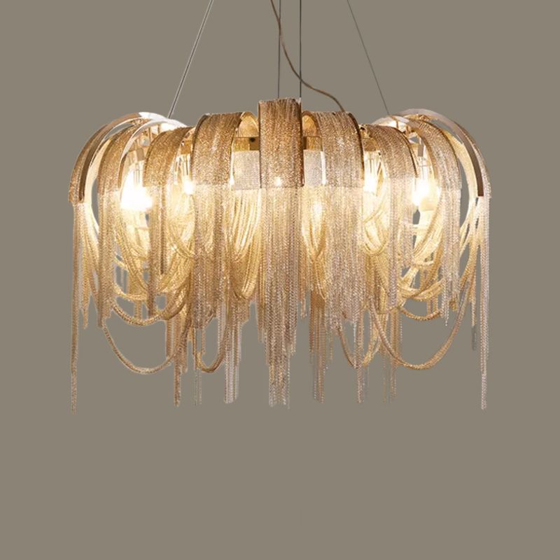 Stream Chandelier Lighting Modern Aluminum Chain LED Suspension Lamp for Dining Room