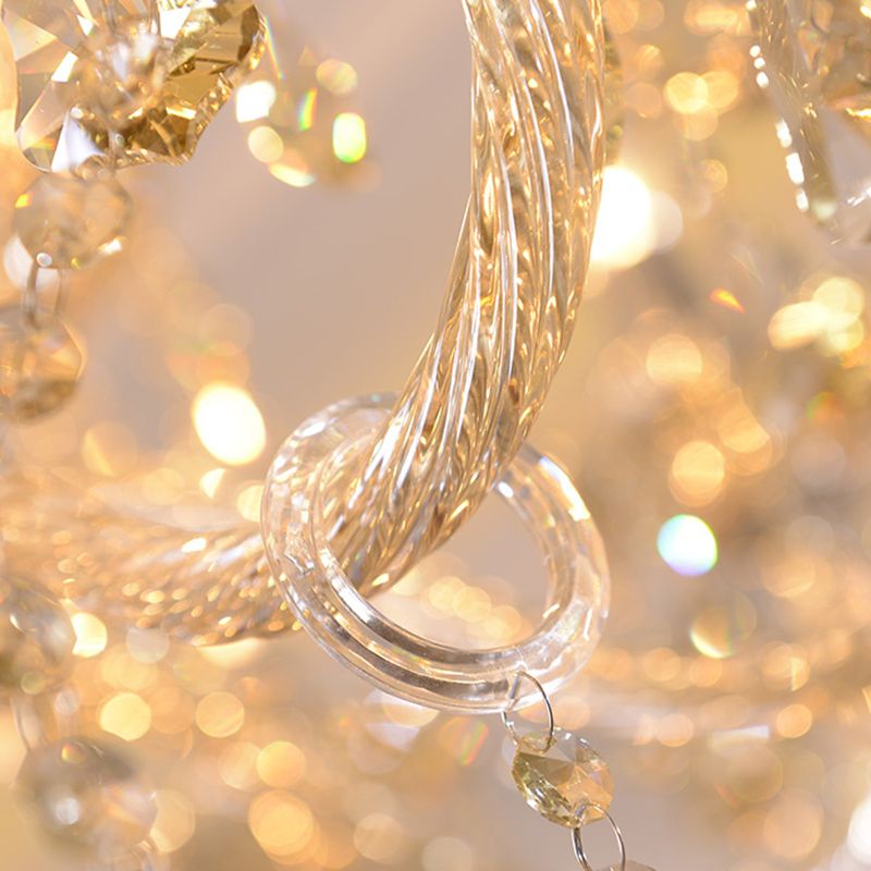 Gold Candle Pendant Light in Traditional Classic Style Glass Chandelier with Crystal Decoration