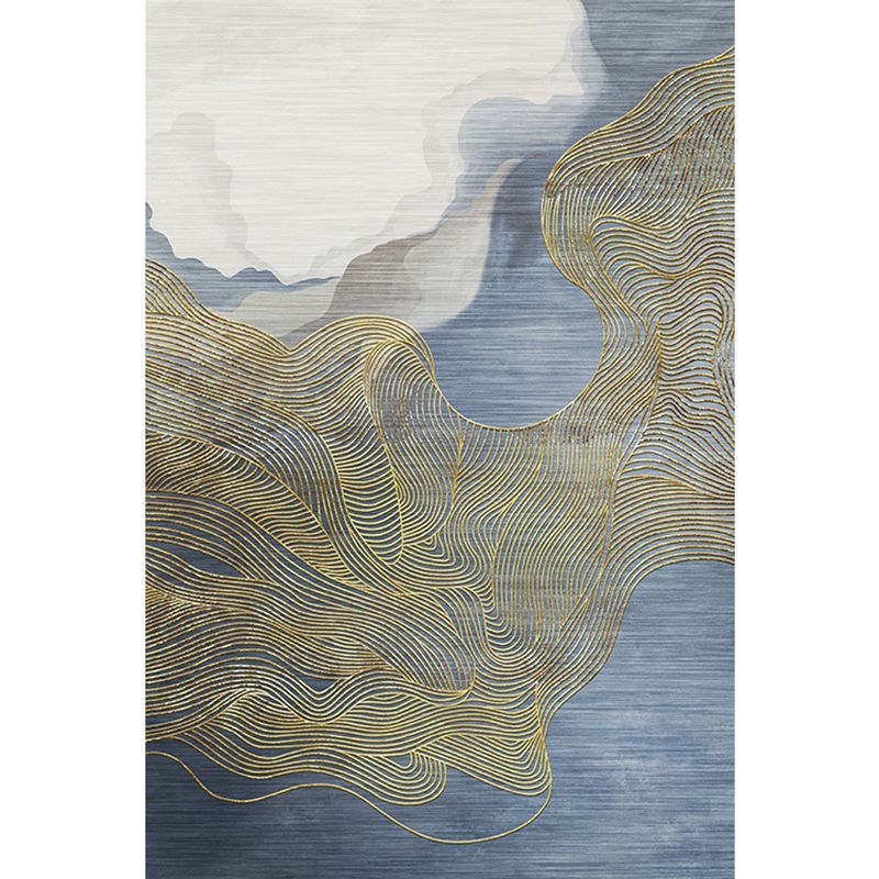 Simplicity Abstract Line Print Rug Multi Color Polypropylene Rug Anti-Slip Backing Stain Resistant Pet Friendly Area Carpet for Room