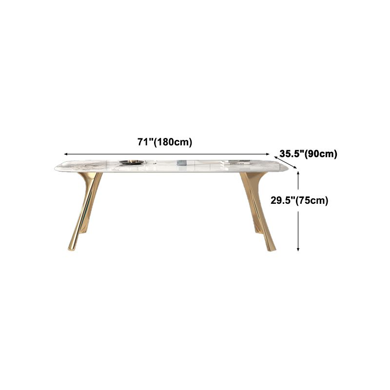 Traditional Luxury Dining Table with White Stone Rectangle Top Dining Table for Kitchen