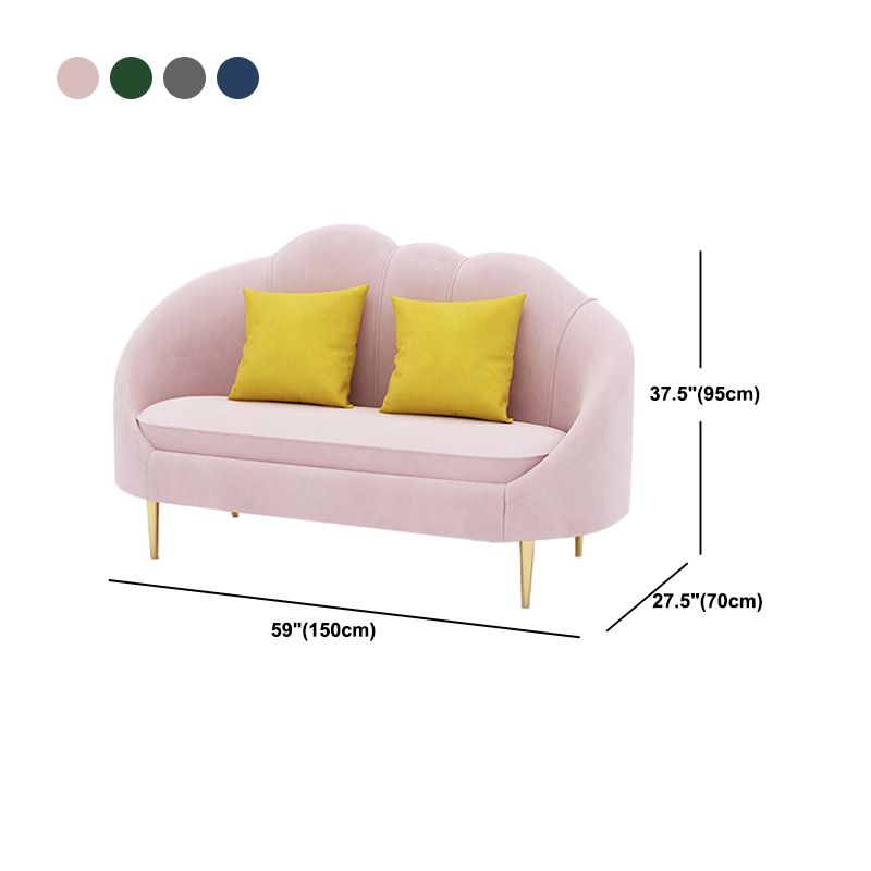 Velvet Contemporary Curved Sofa Sloped Arm Tight Back Sofa for Living Room