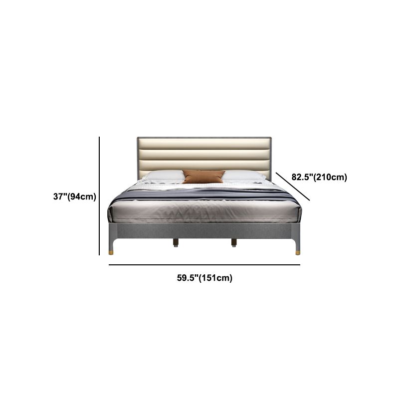 Grey Rectangular Headboard Standard Bed with Upholstered Headboard