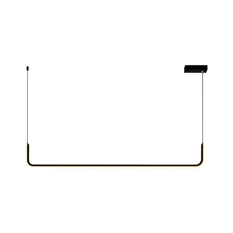 Aluminium Linear Anhängerleuchte Einfachheit Black/Gold LED Hanging Lamp über Esstisch, 39 "/59" Breite