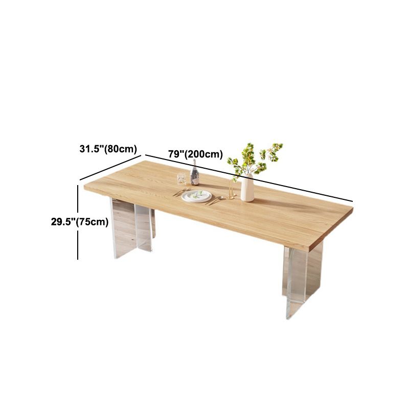 Modern Wood Top Dining Table Double Pedestal Table for Kitchen
