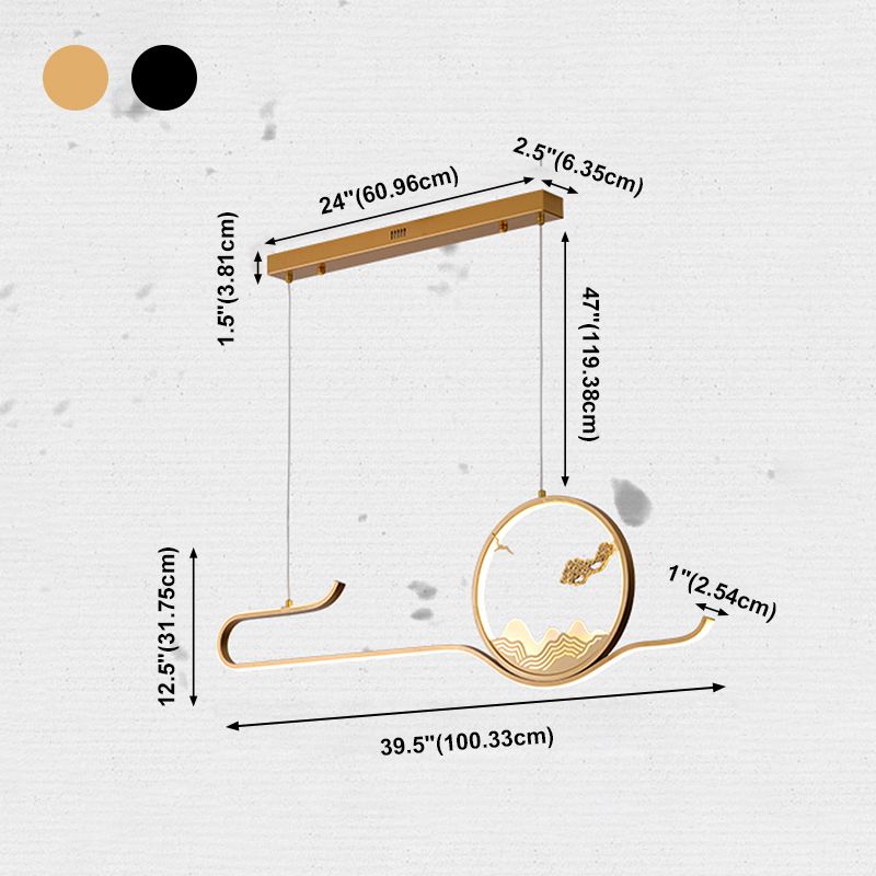 Modern LED Island Lighting Circle Metal Chandelier Light Fixture for Dining Room