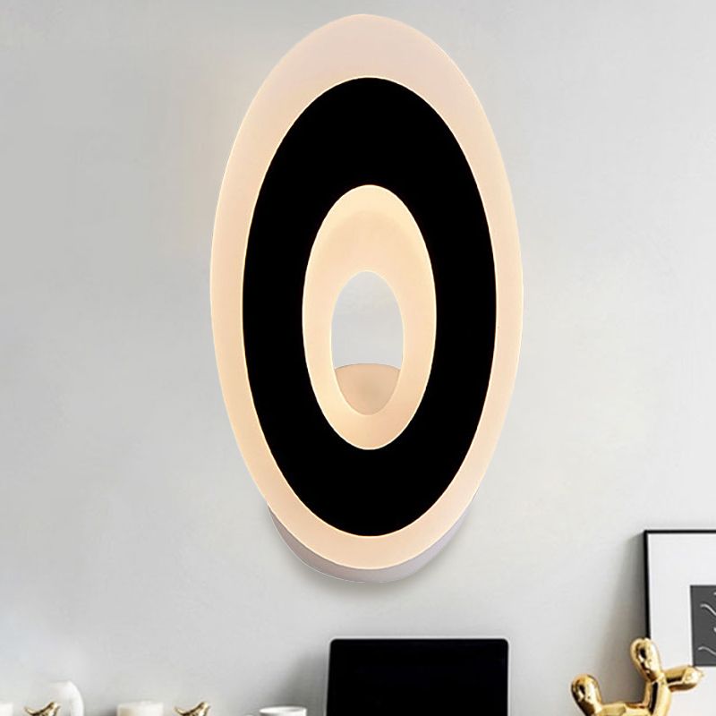 Illuminazione con applique a parete disco moderno a LED acrilico Light Sconce Black/White Sconce in luce calda/bianca