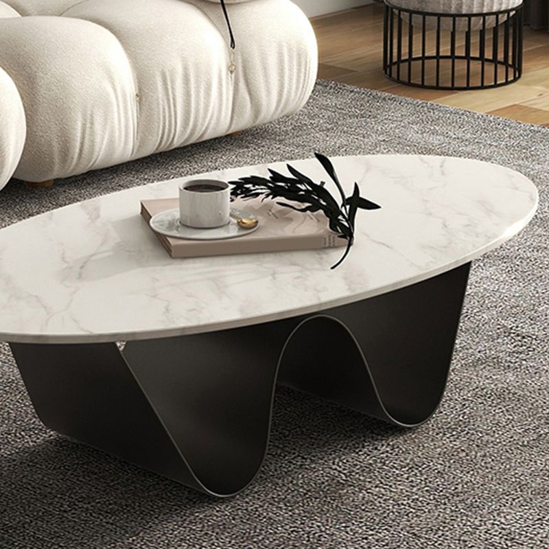 Slate Top Coffee Cocktail Table Abstract Oval Coffee or End Table