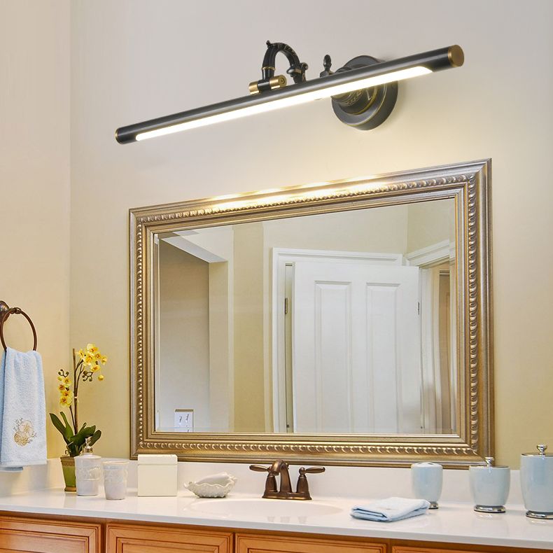 Linear Vanity Light Fixture Retro Style Copper Single Vanity Light