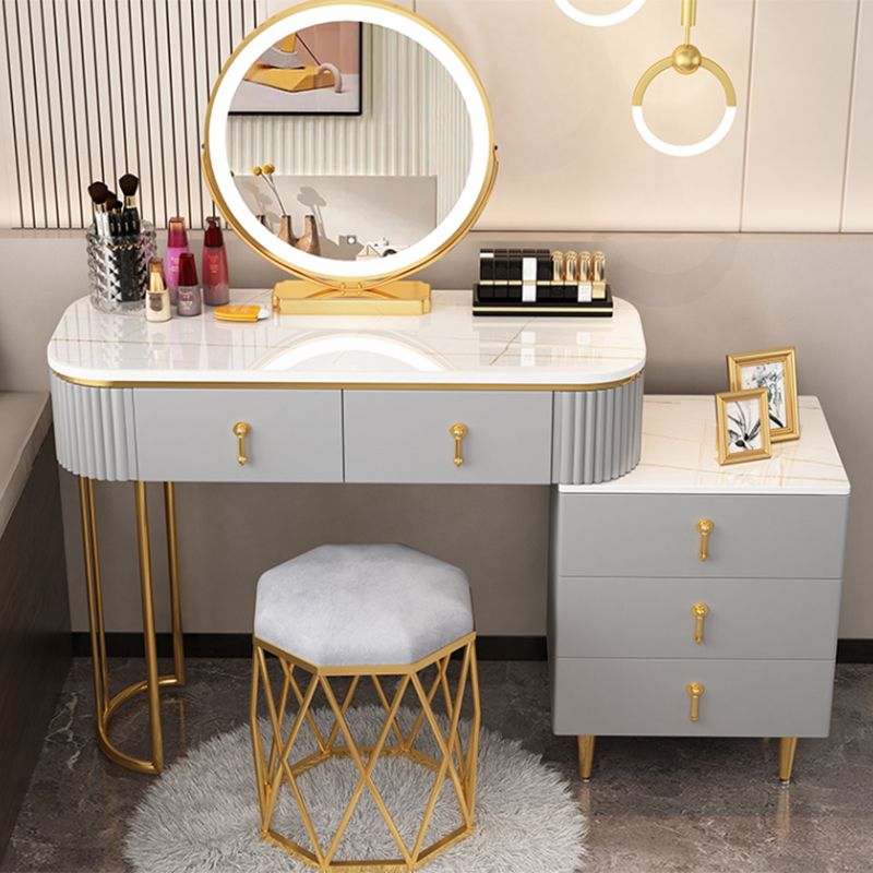 Contemporary With Drawer Gray Wooden Mirror Bedroom Make-up Vanity