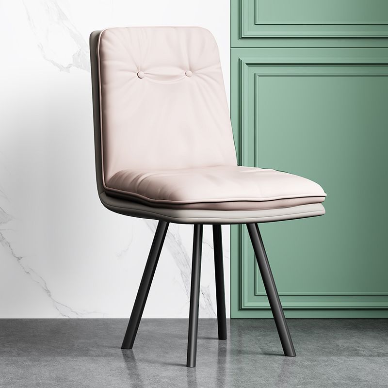 Industrial Style Side Chair Upholstered Side Dining Chair with Metal Base