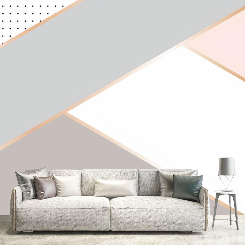 Decorative Color Block Wall Mural Non-Woven Fabric Simple Wall Art for Living Room