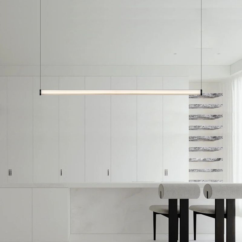 Contemporary Kitchen Island Fixture Glass Cylinder LED Pendant Ceiling in Clear