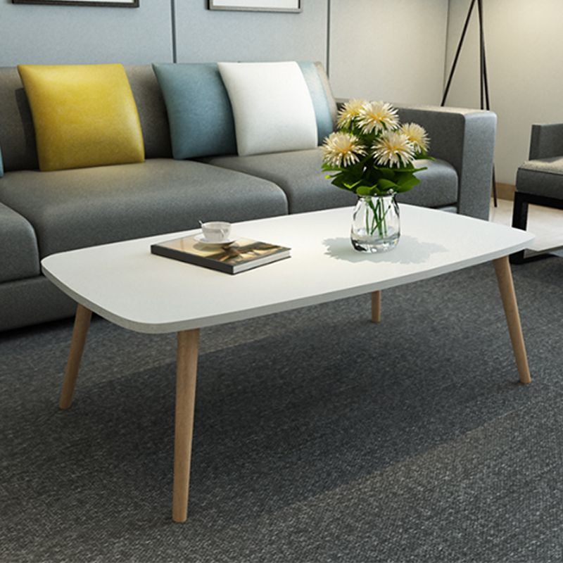 Rectangular Wood 4 Legs 1 Single Coffee Cocktail Table - 16.34" H