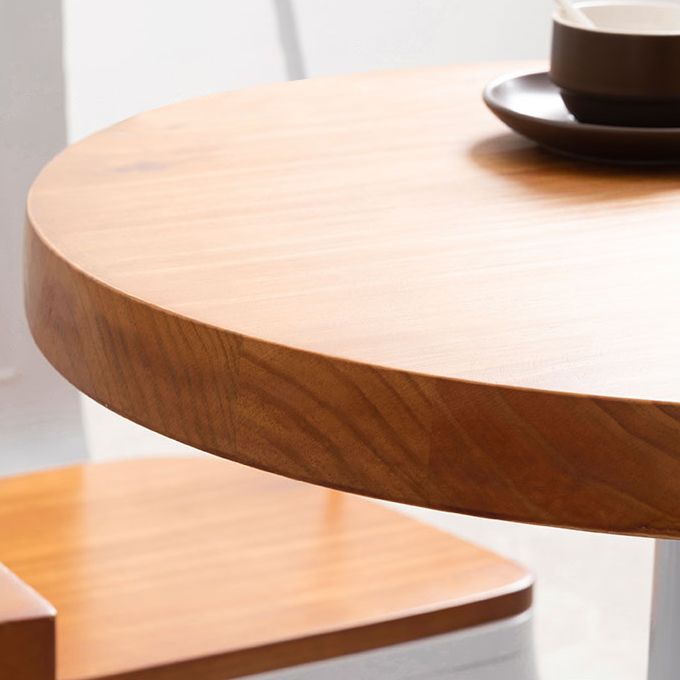 Solid Wood Industrial Dining Table Brown Top Table with White Frame for Dinning Room