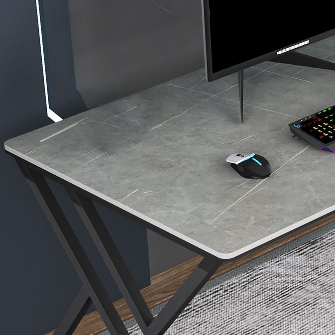 Modern Rectangular Stone Writing Desk Home Office Desk with Metal Legs