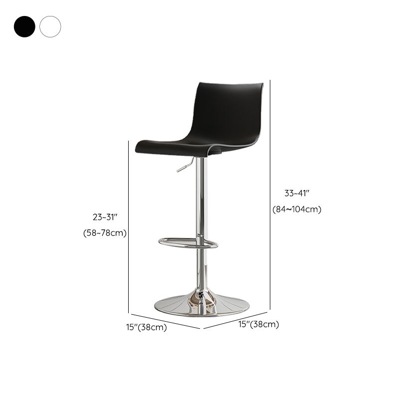 Modern Adjustable Height Swivel Plastic Low Back Bar Stool with Footrest