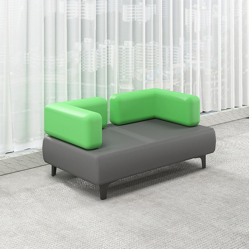 29.53" H Faux Leather Sofa Contemporary Tuxedo Arm Sofa in Gray