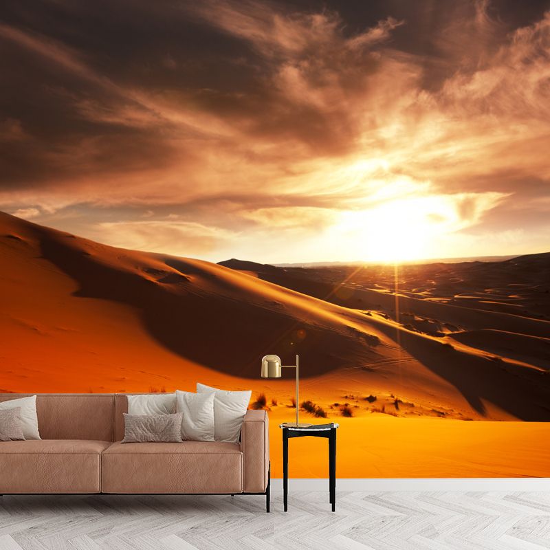 Customized Photography Modern Mural with Evening Sunshine over Desert Scenery in Yellow