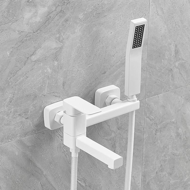 Modern Wall Mounted Metal Tub Filler Low Arc Swivel Bathroom Faucet