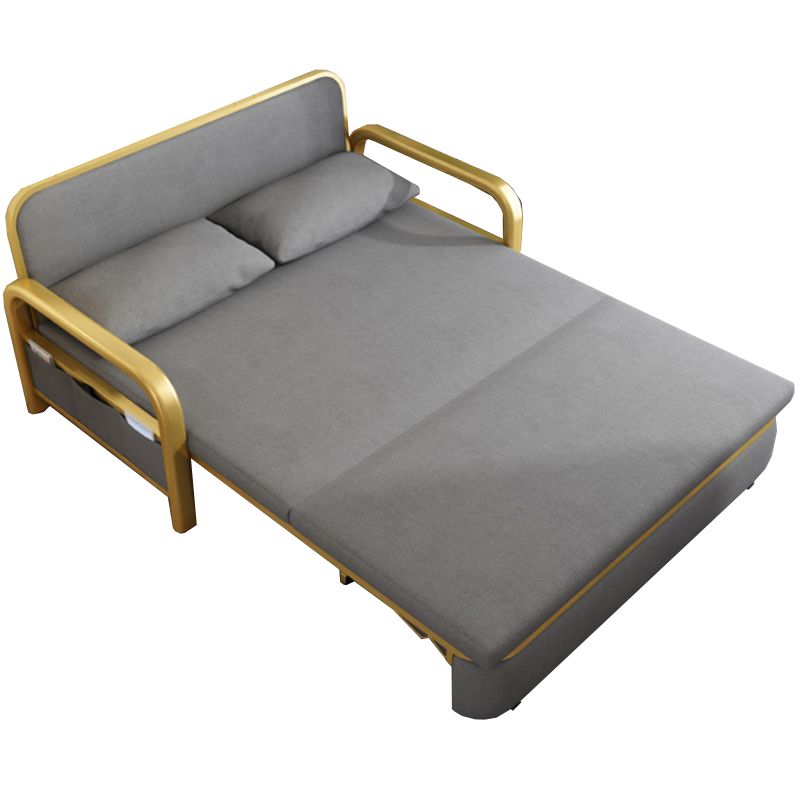 Gray Faux leather Sleeper Sofa 35.43" Wide Foldable Sofa Bed with Cushion Back