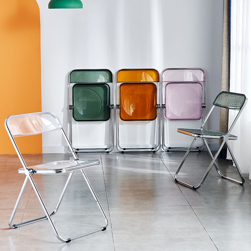 Chaise latérale pliante sans bras de style contemporain, chaise d'appoint simple à dossier ouvert