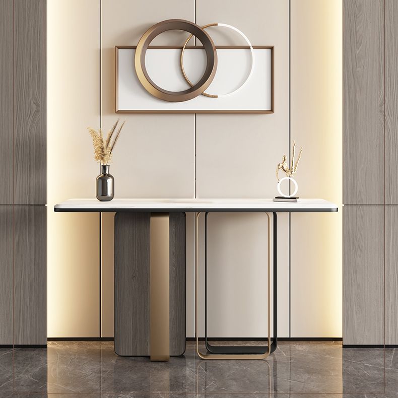 Glam White Accent Table Scratch Resistant Sofa Console Table for Hall