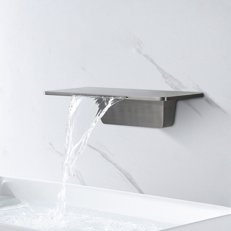 Single Lever Handle Bathroom Faucet 2 Holes Wall-Mounted Waterfall Spout Sink Faucet