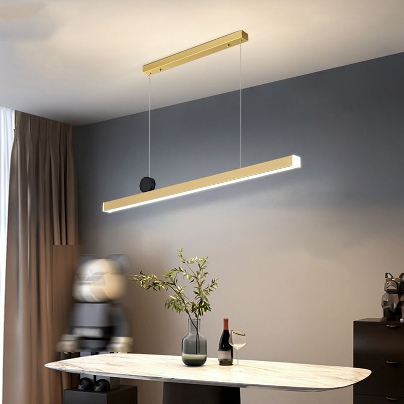 Zeitgenössischer Stil linearer Form Island Light Metal One Light Island Lighting