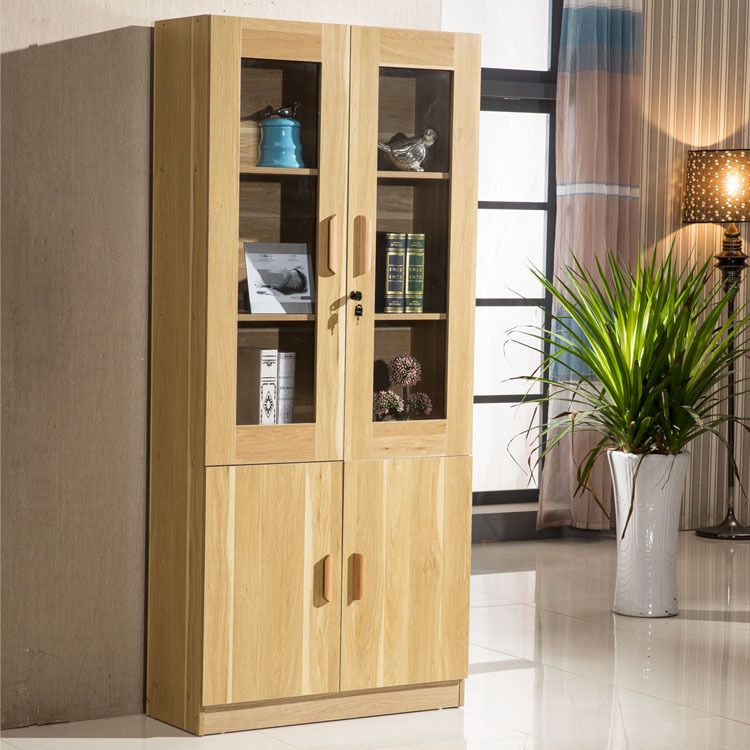 Contemporary Bookcase Closed Back Vertical Engineered Wood Shelf Bookcase with Doors