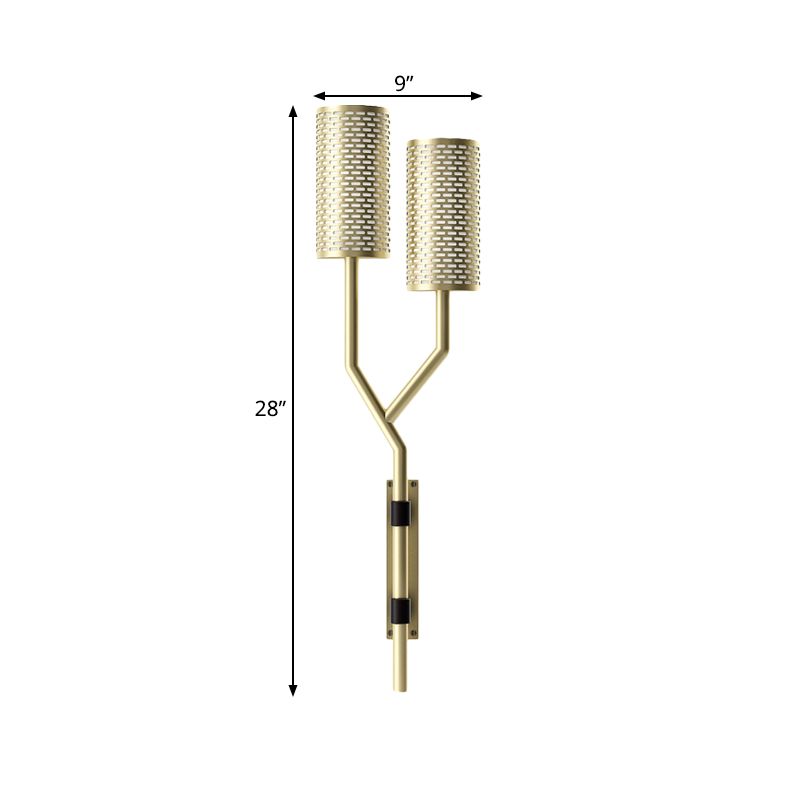 Luz de pared de metal tubular apliques colonial de 2 luces de pared de interiores de 2 luces en negro/blanco