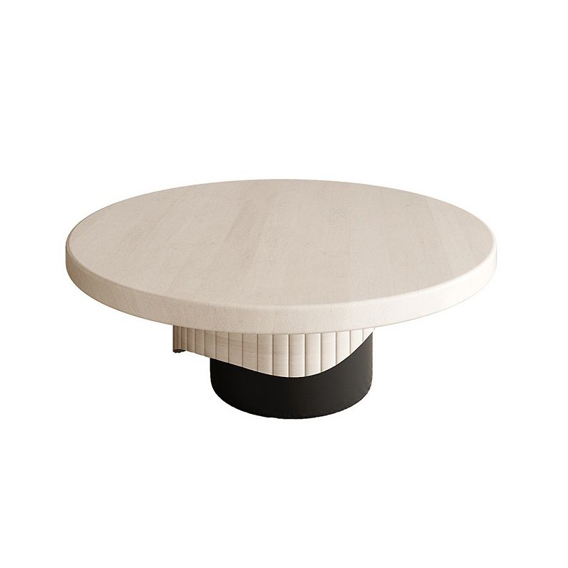 Single Coffee Table Pedestal Solid Wood Round Cocktail Table