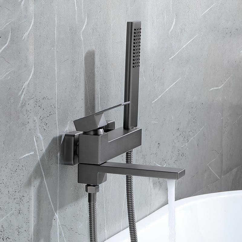 Contemporary Wall Mounted Metal Tub Filler Low Arc Lever Tub Faucet Trim
