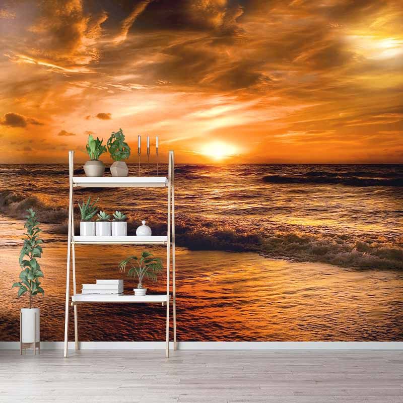 Moisture Resistant Wall Mural Photography Bedroom Sea Pattern Tropical